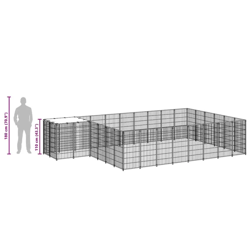 Voljeras šunims, sidabrinės spalvos, 15,73 m², plienas