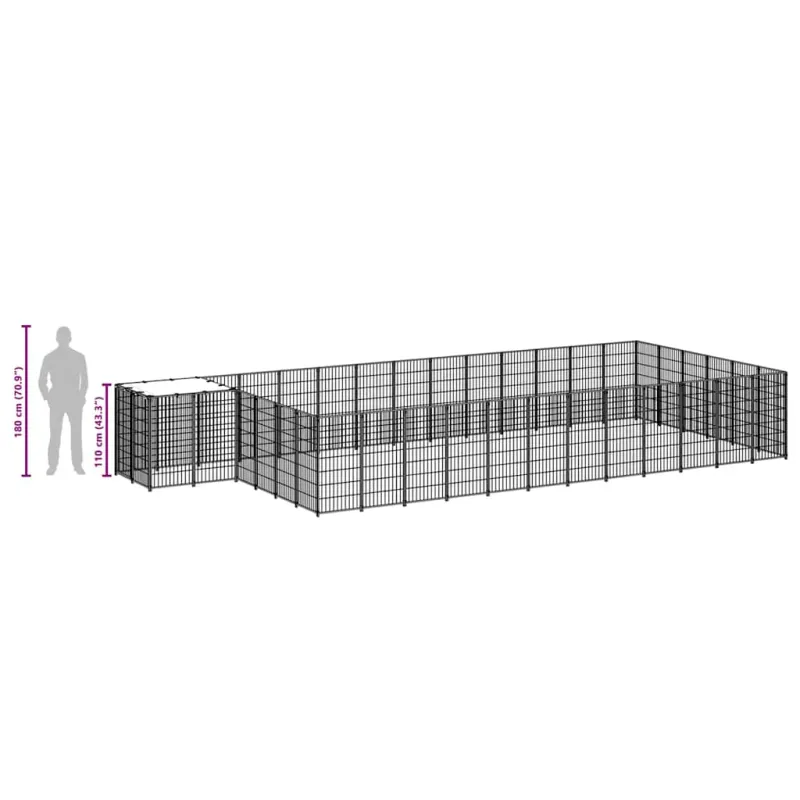 Voljeras šunims, sidabrinės spalvos, 22,99 m², plienas
