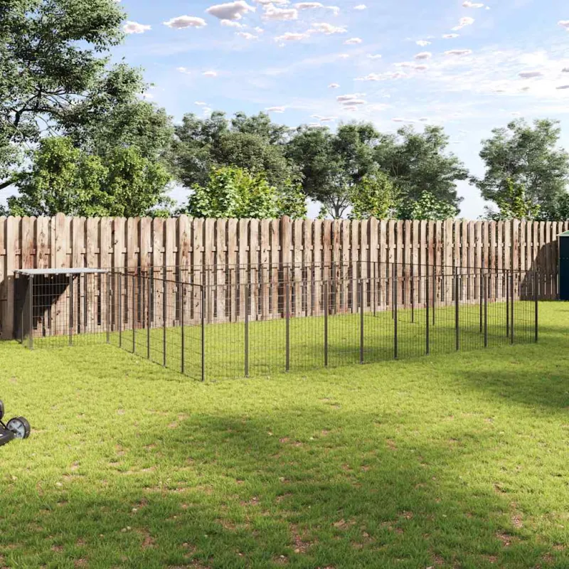 Voljeras šunims, juodos spalvos, 25,41 m², plienas