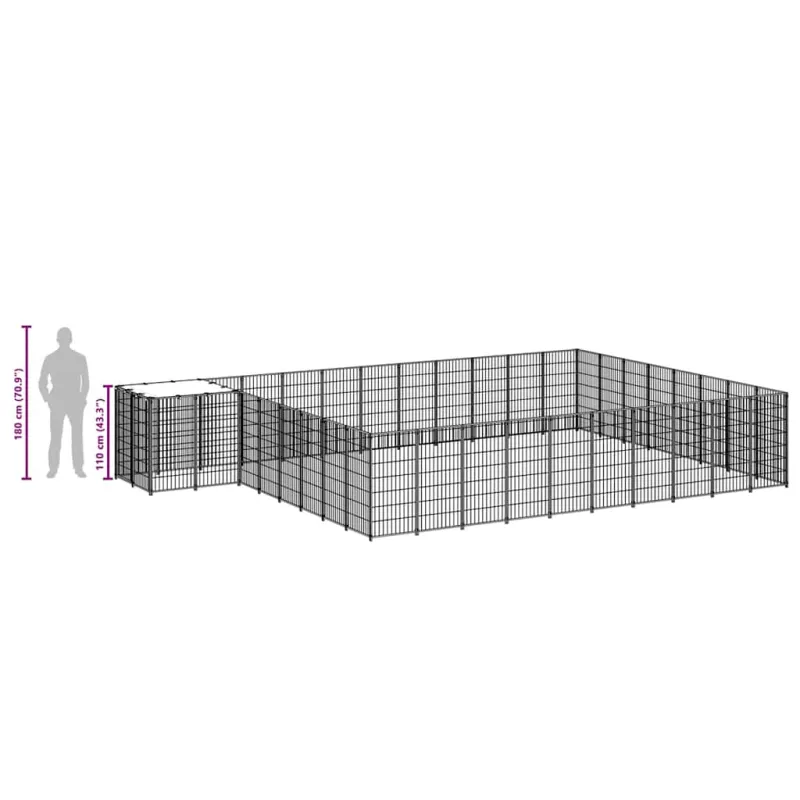 Voljeras šunims, sidabrinės spalvos, 25,41 m², plienas