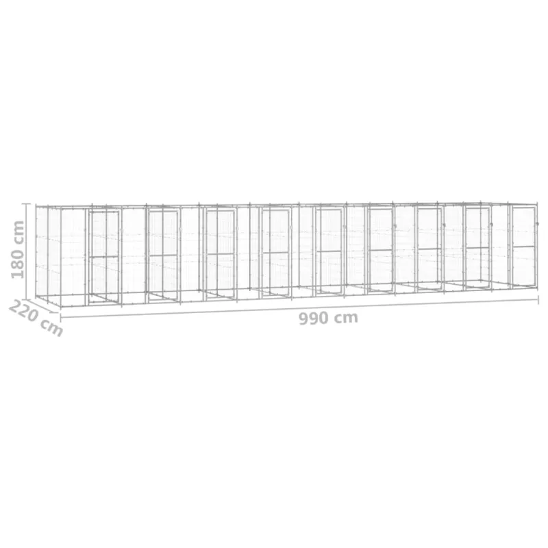 Lauko voljeras šunims, galvanizuotas plienas, 21,78m²