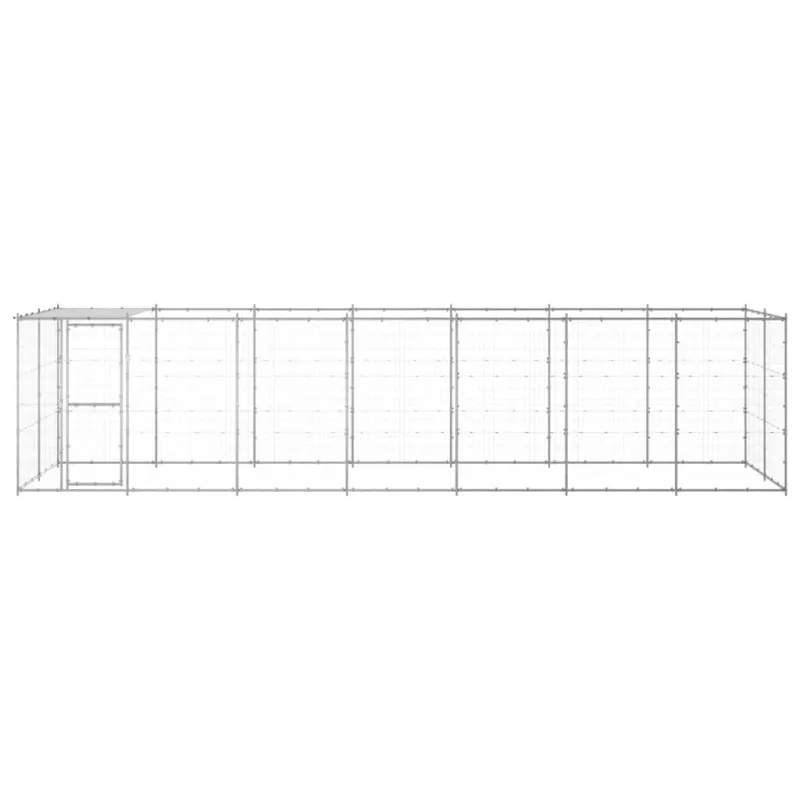 Lauko voljeras šunims su stogu, galvanizuotas plienas, 16,94m²
