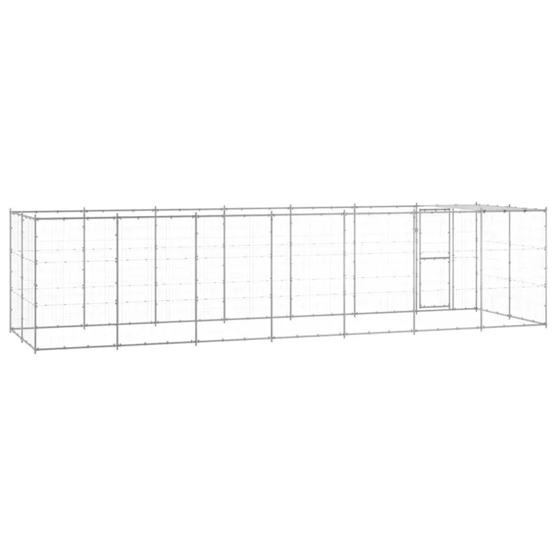 Lauko voljeras šunims su stogu, galvanizuotas plienas, 16,94m²