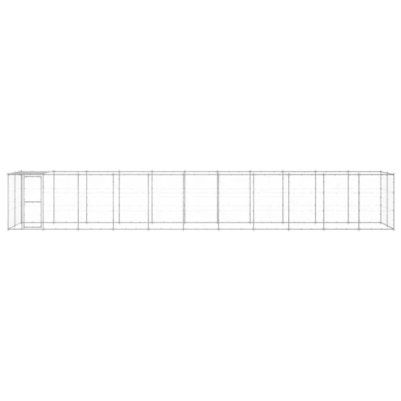 Lauko voljeras šunims su stogu, galvanizuotas plienas, 26,62m²