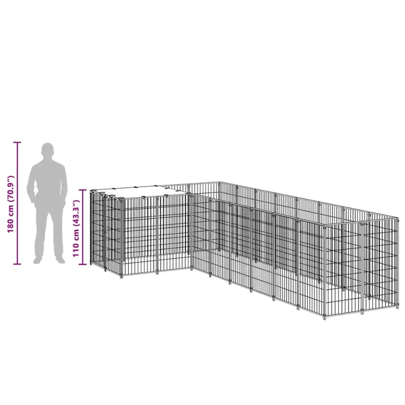 Voljeras šunims, sidabrinės spalvos, 6,05 m², plienas