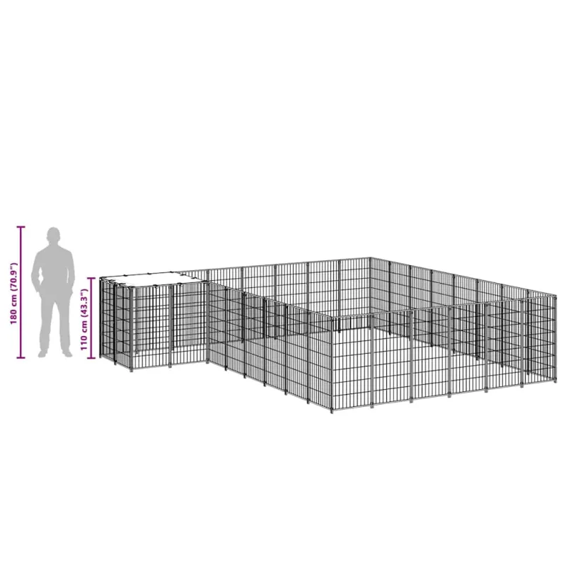 Voljeras šunims, sidabrinės spalvos, 15,73 m², plienas