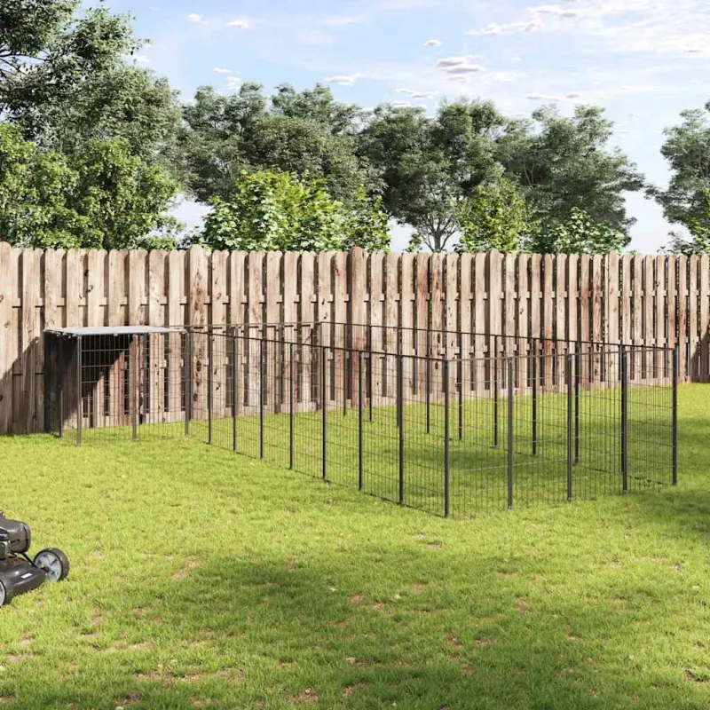 Voljeras šunims, juodos spalvos, 13,31m², plienas