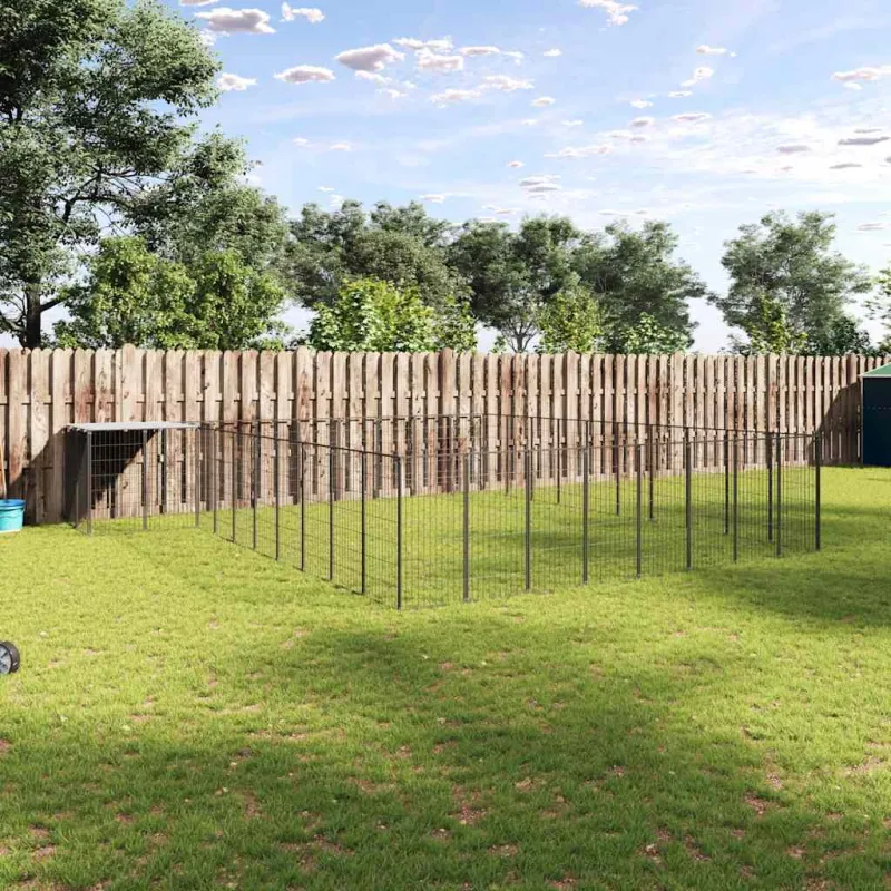 Voljeras šunims, juodos spalvos, 25,41 m², plienas