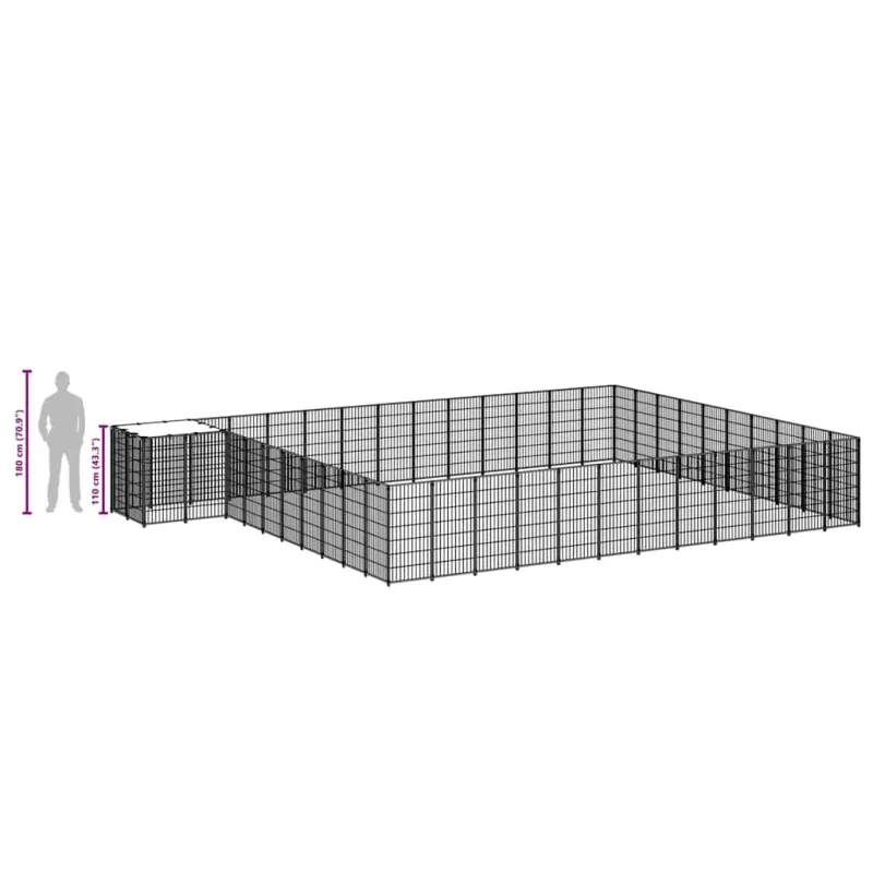 Voljeras šunims, juodos spalvos, 37,51m², plienas