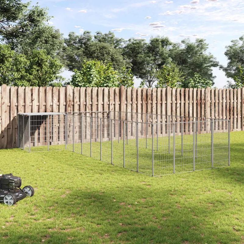 Voljeras šunims, sidabrinės spalvos, 13,31m², plienas