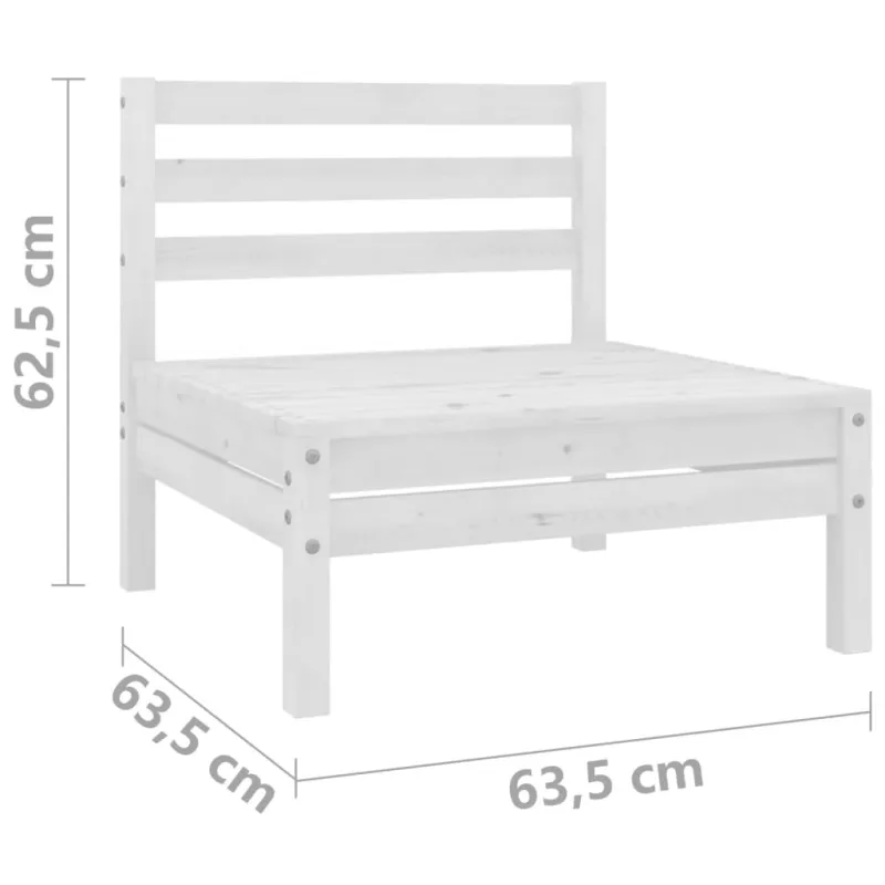 Dvivietė sodo sofa, balta, pušies medienos masyvas (806588)