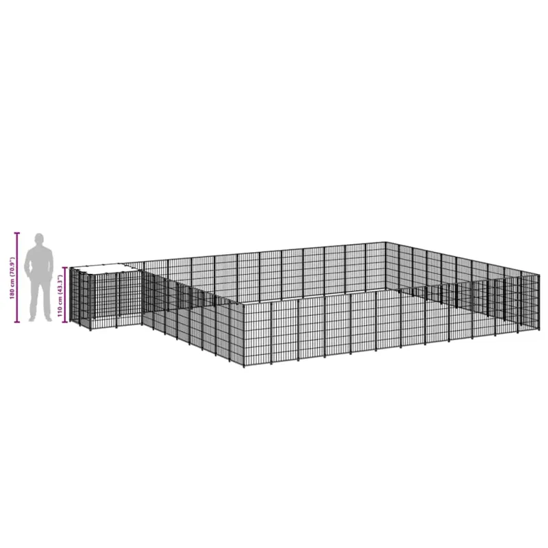 Voljeras šunims, sidabrinės spalvos, 37,51m², plienas