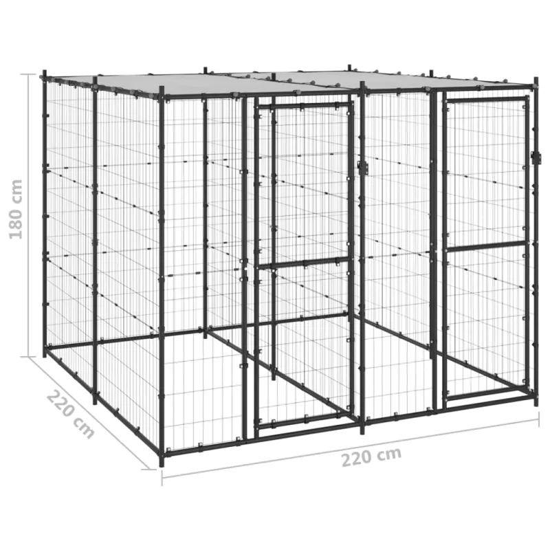 Lauko voljeras šunims su stogu, plienas, 4,84m²