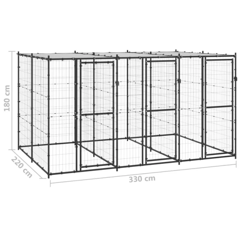 Lauko voljeras šunims su stogu, plienas, 7,26m²