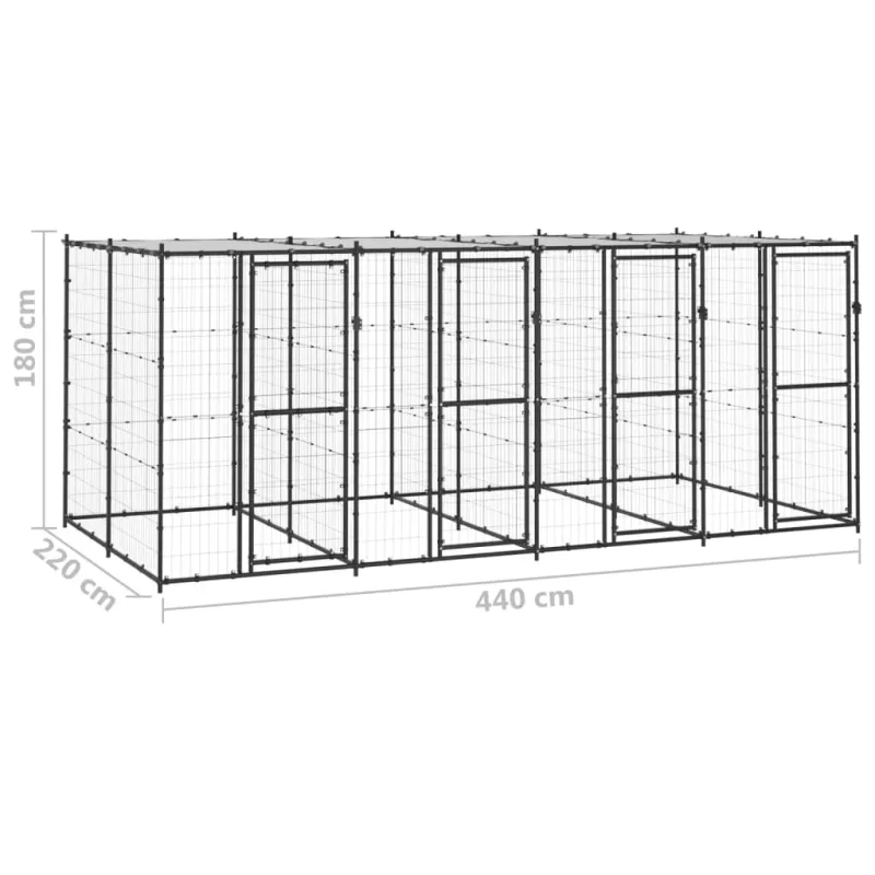 Lauko voljeras šunims su stogu, plienas, 9,68m²