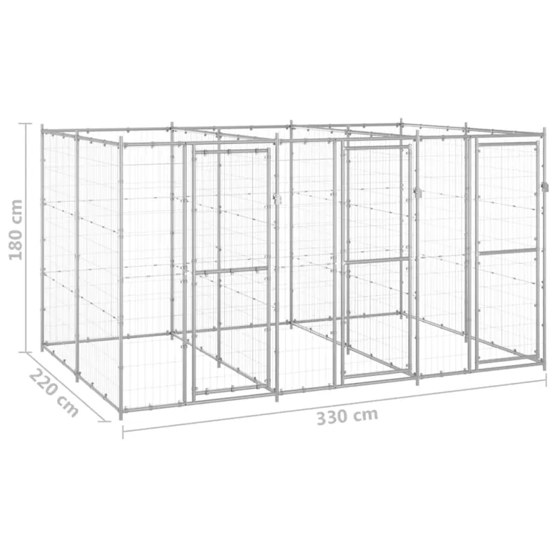 Lauko voljeras šunims, galvanizuotas plienas, 7,26m²