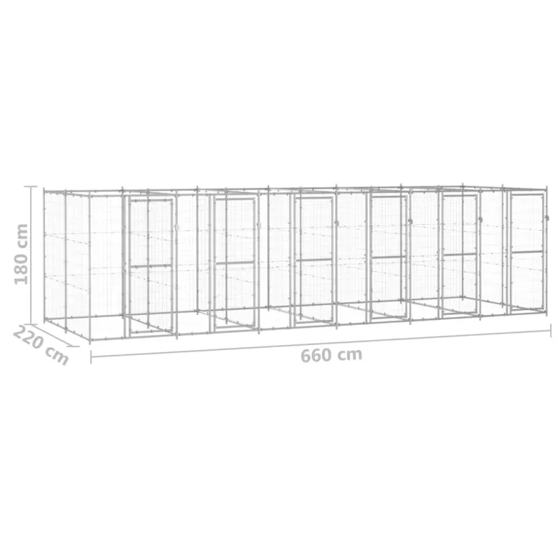 Lauko voljeras šunims, galvanizuotas plienas, 14,52m²