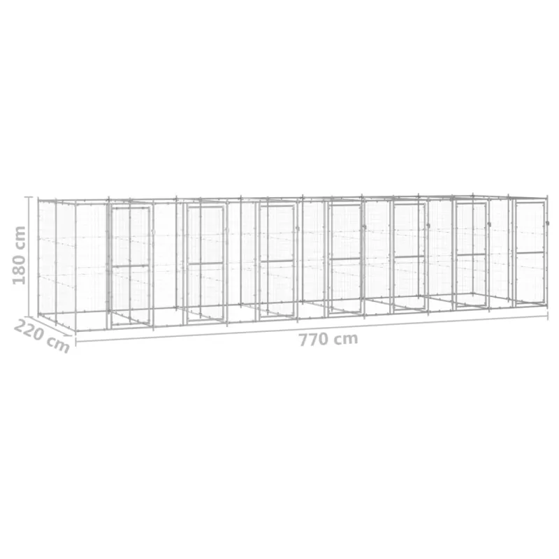Lauko voljeras šunims, galvanizuotas plienas, 16,94m²