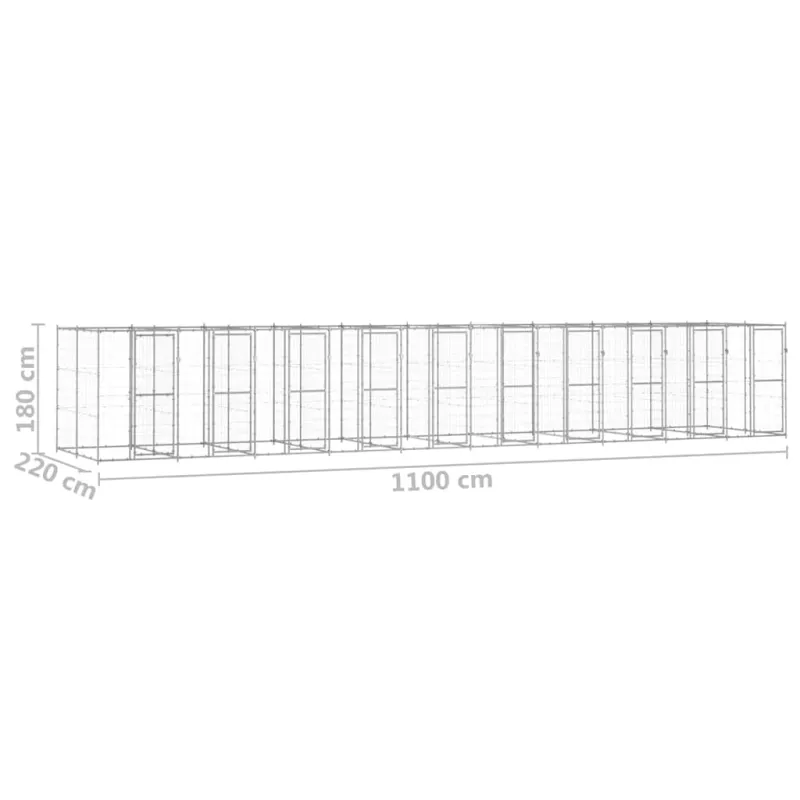 Lauko voljeras šunims, galvanizuotas plienas, 24,2m²
