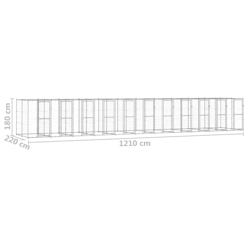 Lauko voljeras šunims, galvanizuotas plienas, 26,62m²