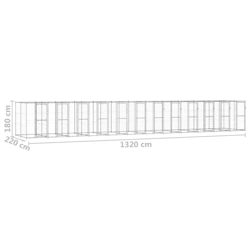 Lauko voljeras šunims, galvanizuotas plienas, 29,04m²