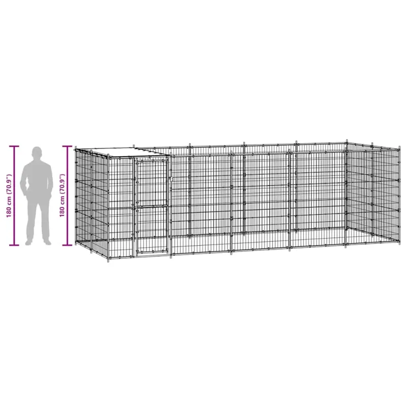 Lauko voljeras šunims su stogu, plienas, 12,1m²