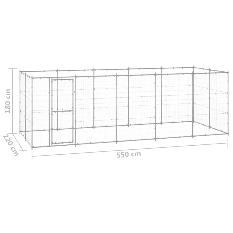 Lauko voljeras šunims, galvanizuotas plienas, 12,1m²