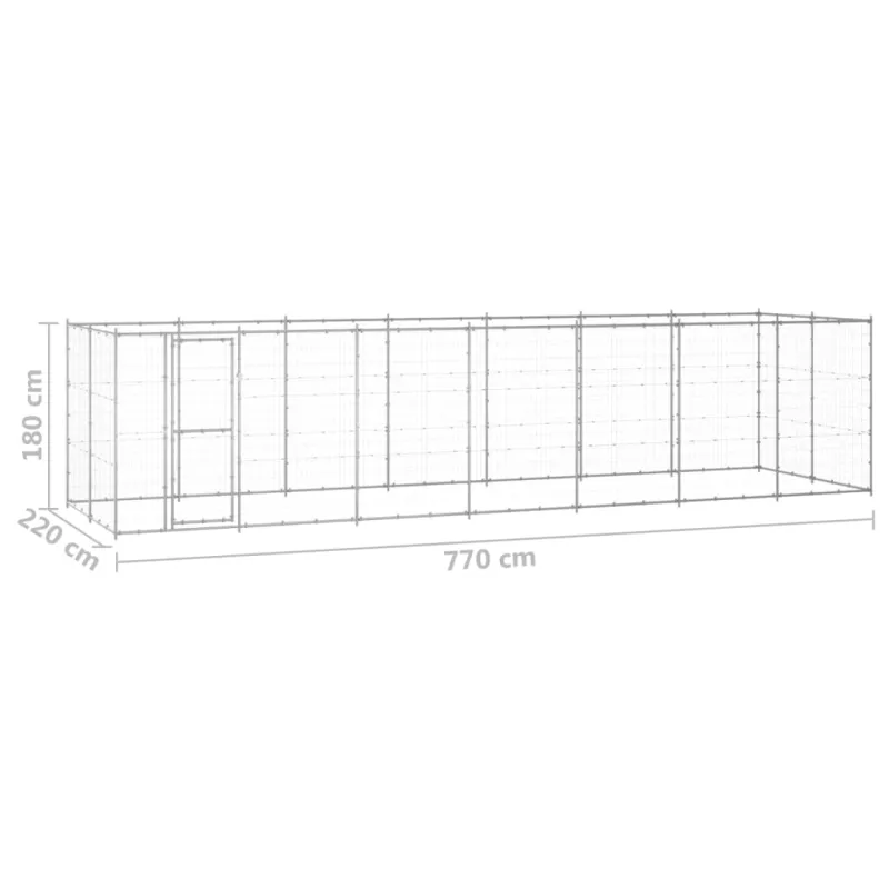 Lauko voljeras šunims, galvanizuotas plienas, 16,94m²