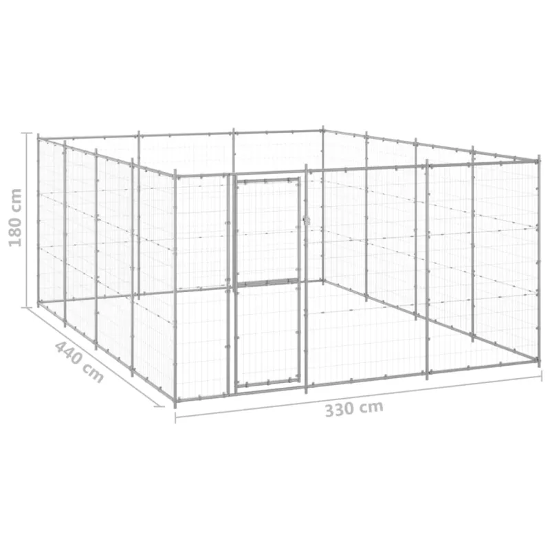 Lauko voljeras šunims, galvanizuotas plienas, 14,52m²