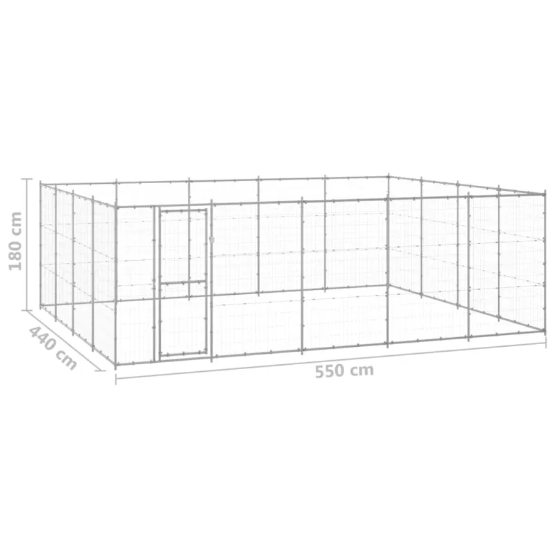 Lauko voljeras šunims, galvanizuotas plienas, 24,2m²