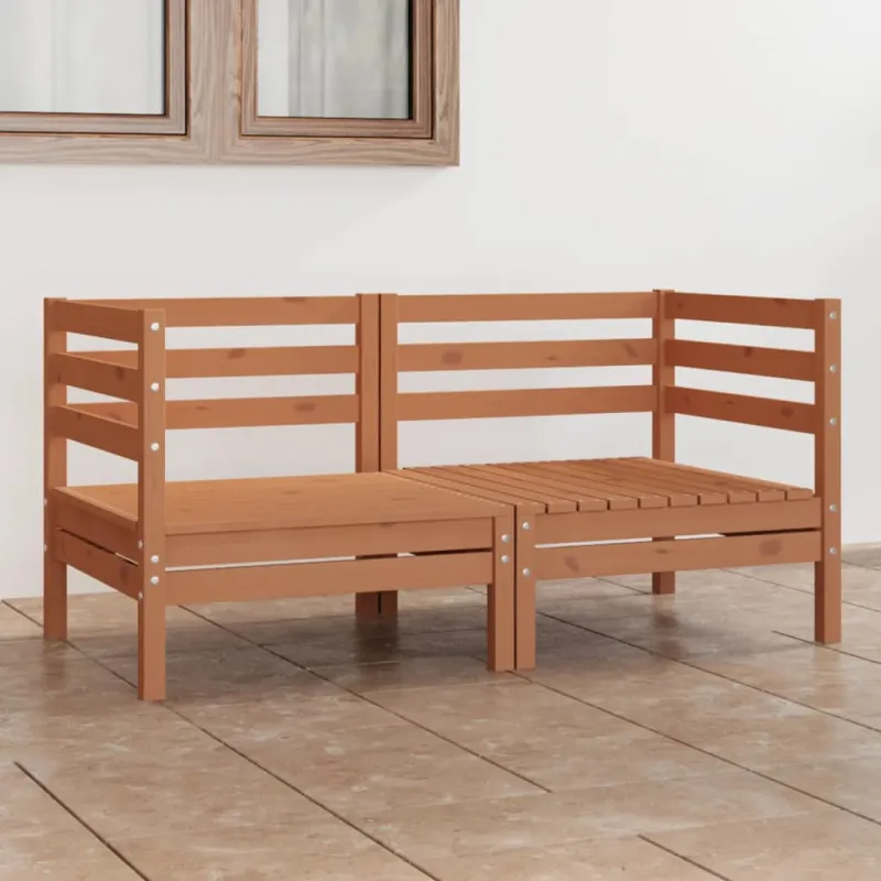 Dvivietė sodo sofa, medaus rudos spalvos, pušies masyvas