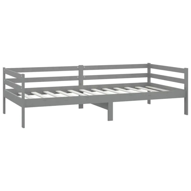 Lova su čiužiniu, pilka, 90x200cm, pušies medienos masyvas