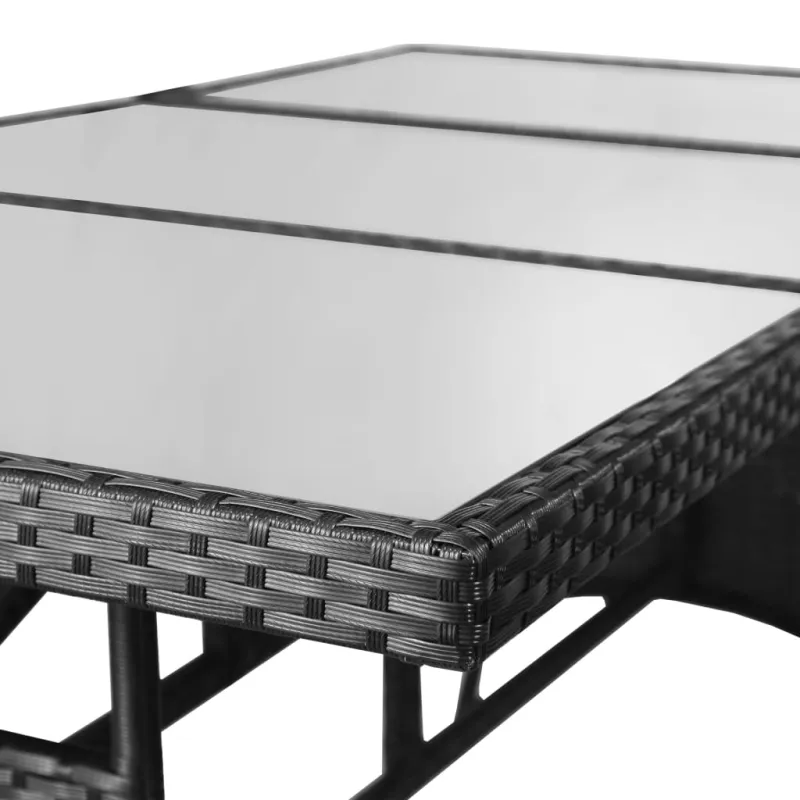 Soodapöytä, musta, 170x80x74 cm, polyrattana