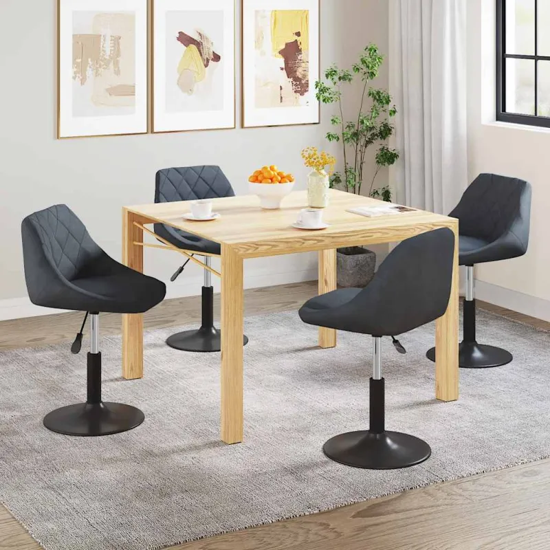Pasukamos valgomojo kėdės, 4vnt., tamsiai pilkos, aksomas