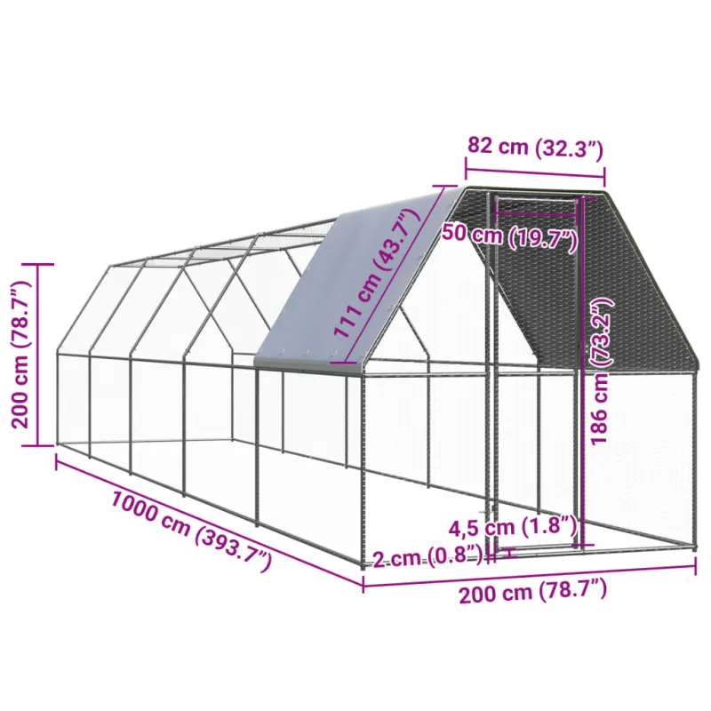 Lauko narvas viščiukams, 2x10x2m, galvanizuotas plienas