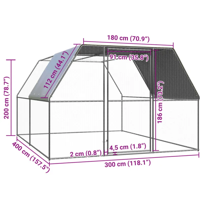Lauko narvas viščiukams, 3x4x2m, galvanizuotas plienas
