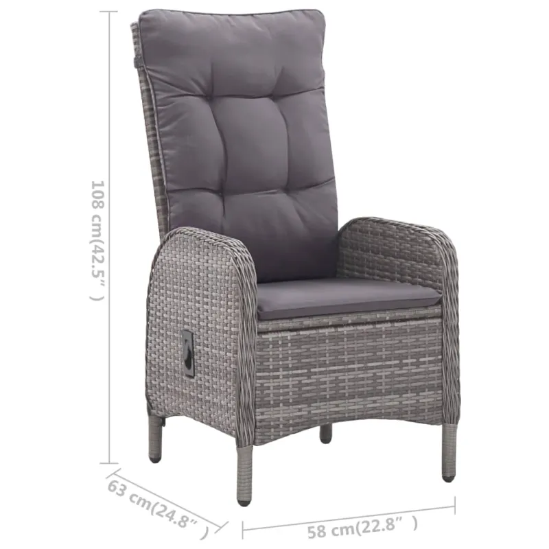 Ruokailuryhmä, 9 osaa, harmaa, polyratasta ja lasia