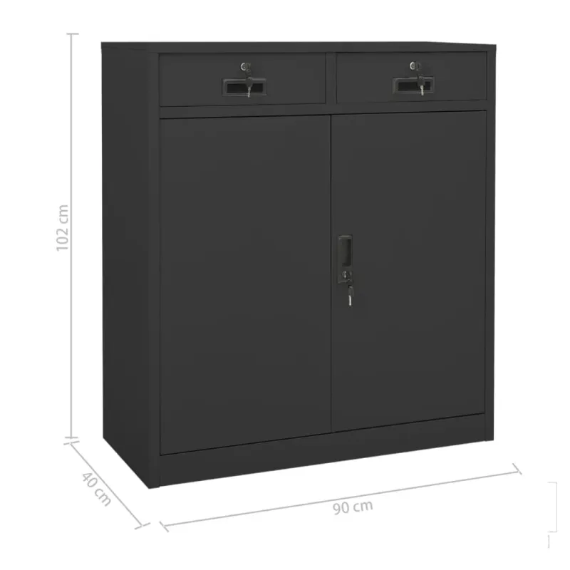 Biuro spintelė su loveliu, antracito, 90x40x125cm, plienas