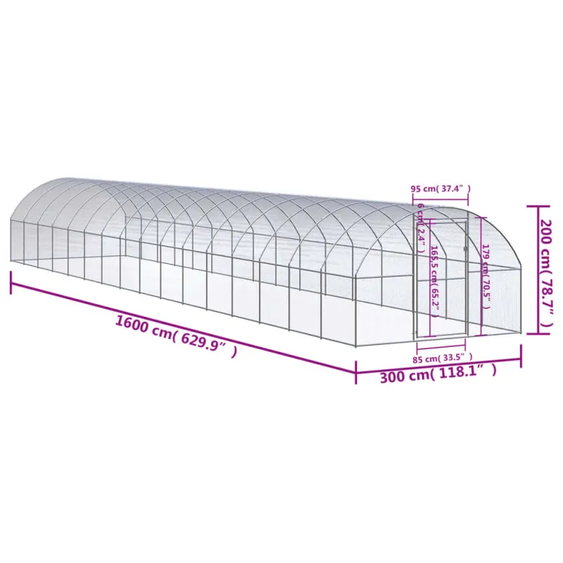 Lauko narvas viščiukams, 3x16x2m, galvanizuotas plienas