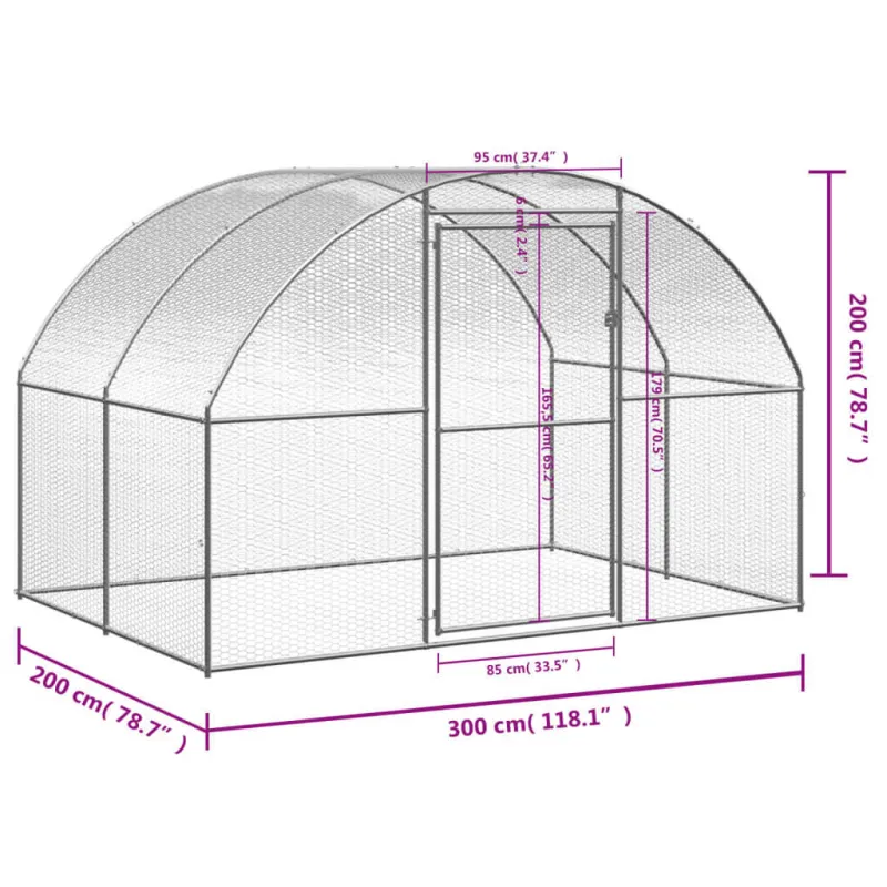 Lauko narvas viščiukams, 3x2x2m, galvanizuotas plienas