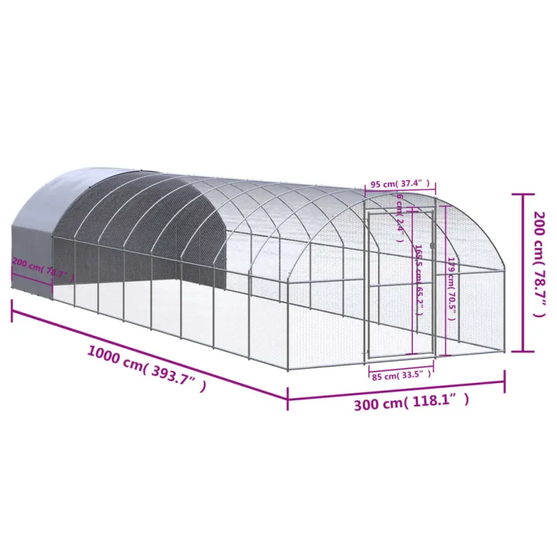 Lauko narvas viščiukams, 3x10x2m, galvanizuotas plienas