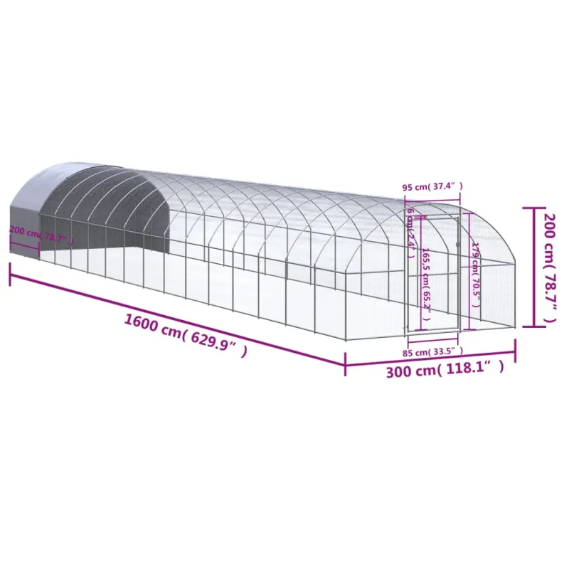 Lauko narvas viščiukams, 3x16x2m, galvanizuotas plienas