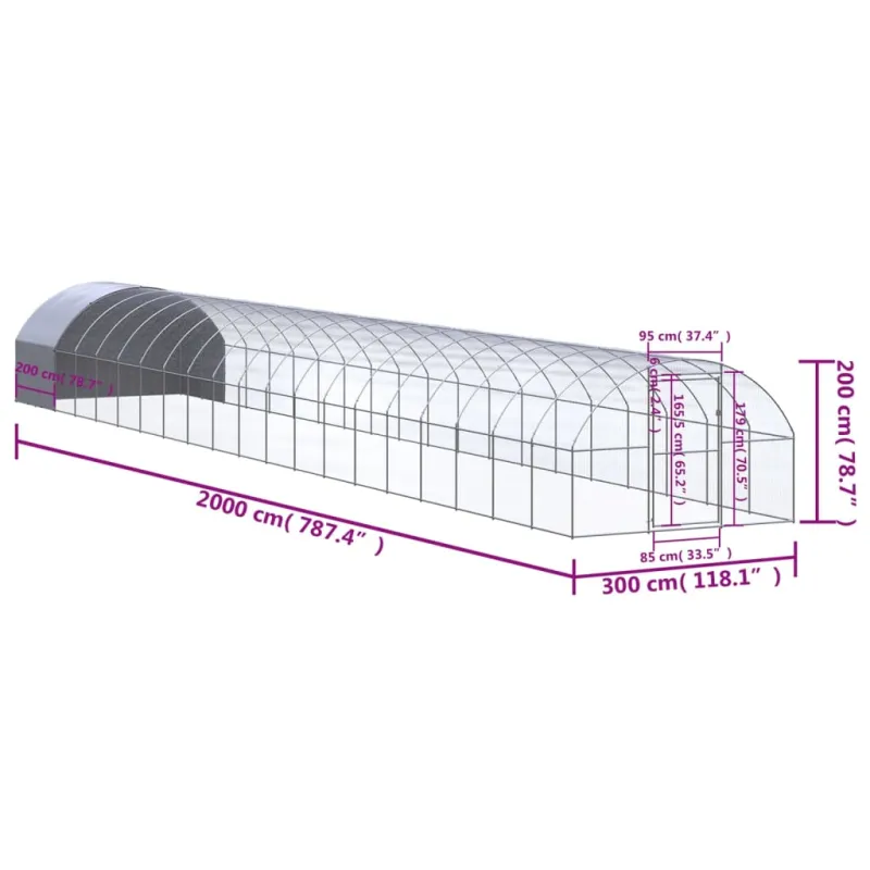 Lauko narvas viščiukams, 3x20x2m, galvanizuotas plienas