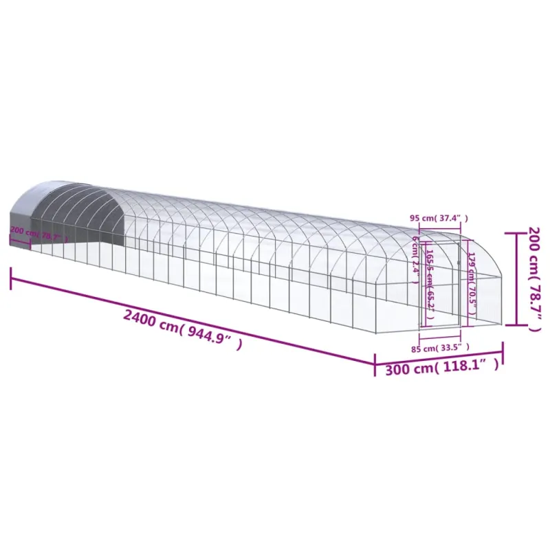 Lauko narvas viščiukams, 3x24x2m, galvanizuotas plienas