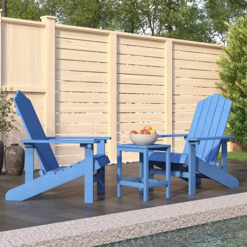 Sodo Adirondack kėdės su staliuku, mėlynos spalvos, HDPE