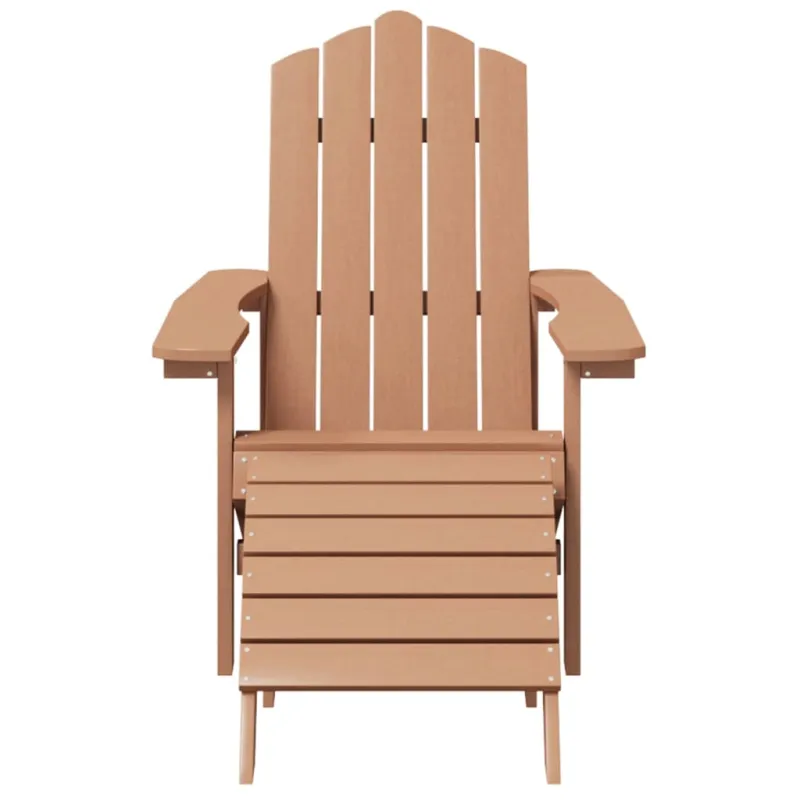 Sodo Adirondack kėdės su pakojomis ir staliuku, rudos, HDPE