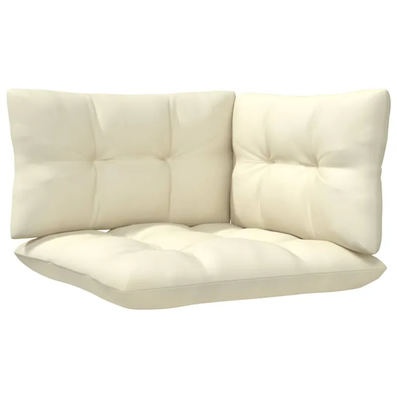 Trivietė sodo sofa su kreminėmis pagalvėlėmis, pušies masyvas