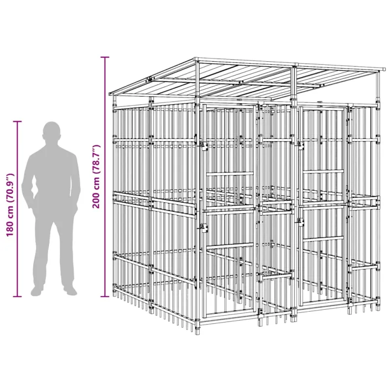 Lauko voljeras šunims su stogu, plienas, 3,69m²