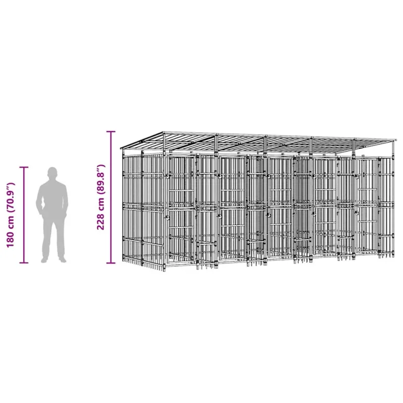 Lauko voljeras šunims su stogu, plienas, 9,22m²