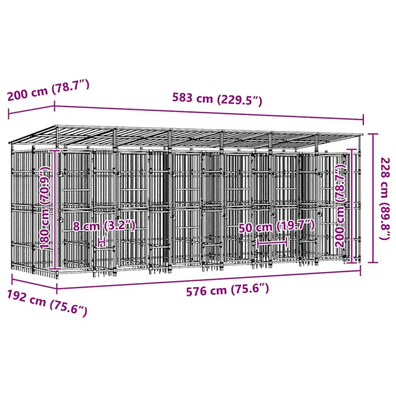Lauko voljeras šunims su stogu, plienas, 11,06m²